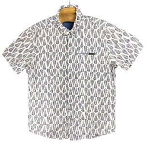 Eddie Bauer Casual Shirt Men L Feather Print Classic Fit Button-Up Short Sleeve